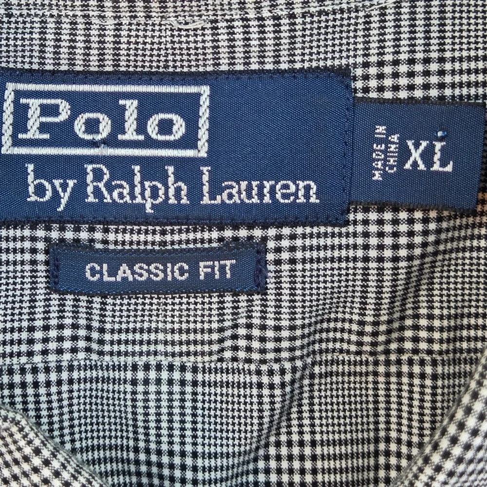 Polo Ralph Lauren Button Down Shirt Mens XL Classic Fit Glen Plaid Black White